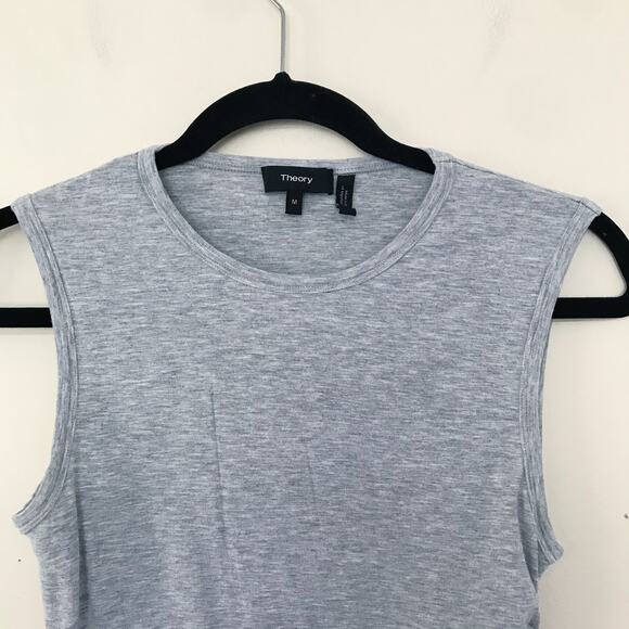 Theory Rimaeya Tie Side Cinched Gray Tank Top M - Picture 6 of 11